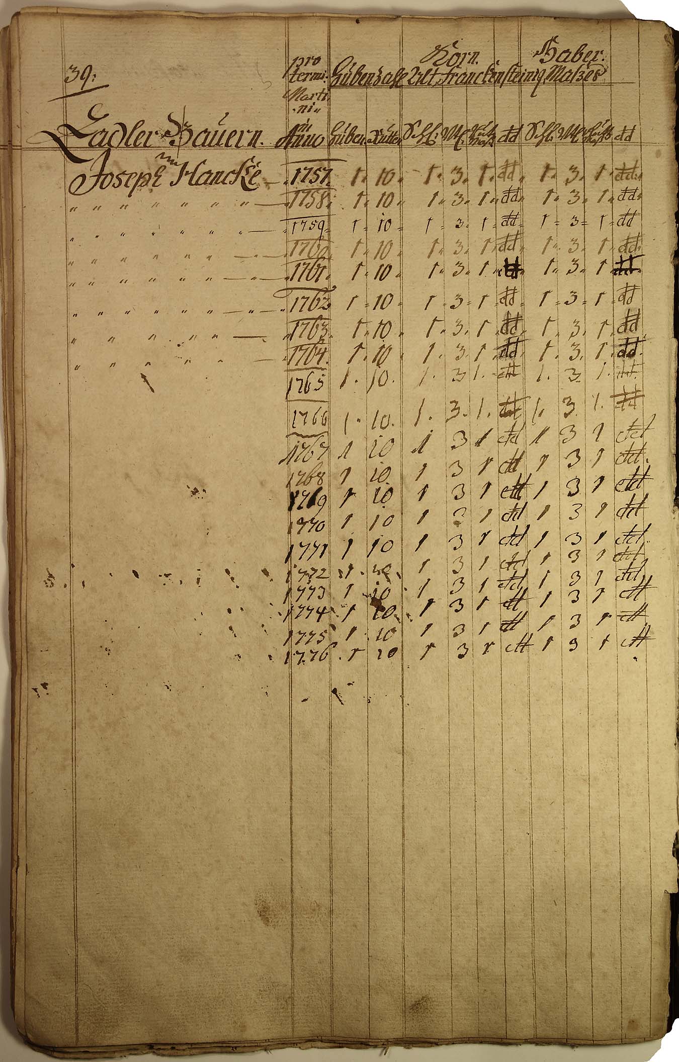 Decem-Register 1757 Seite 39